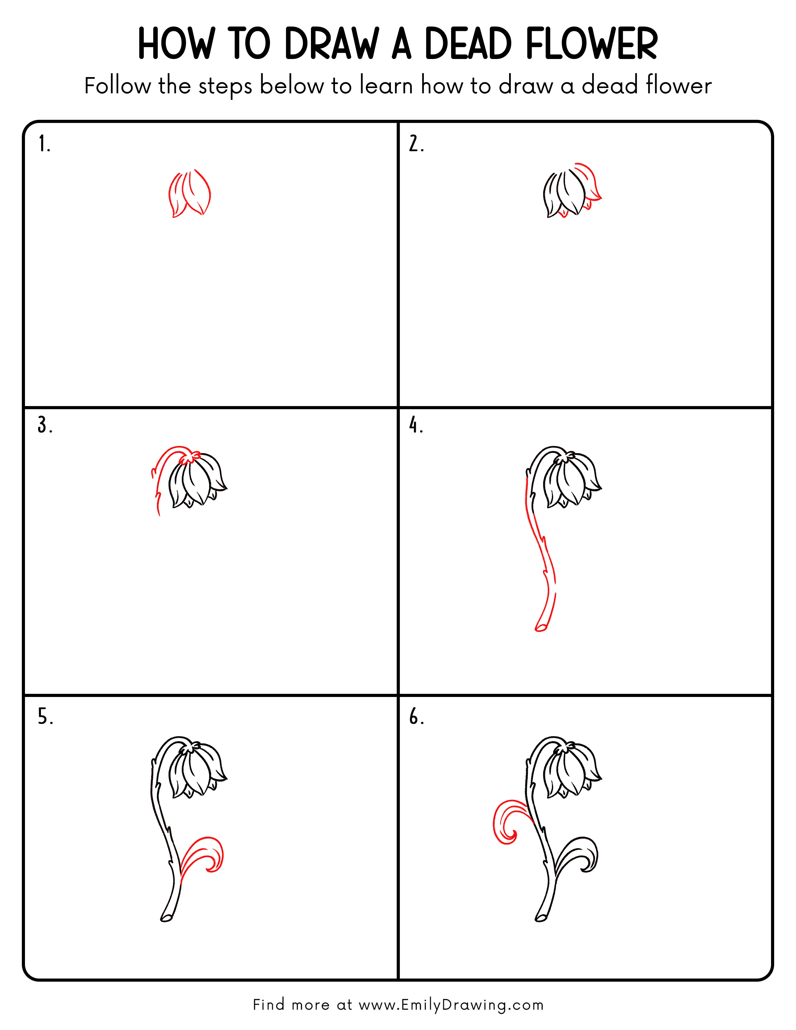 Printable Dead Flower Drawing Guide